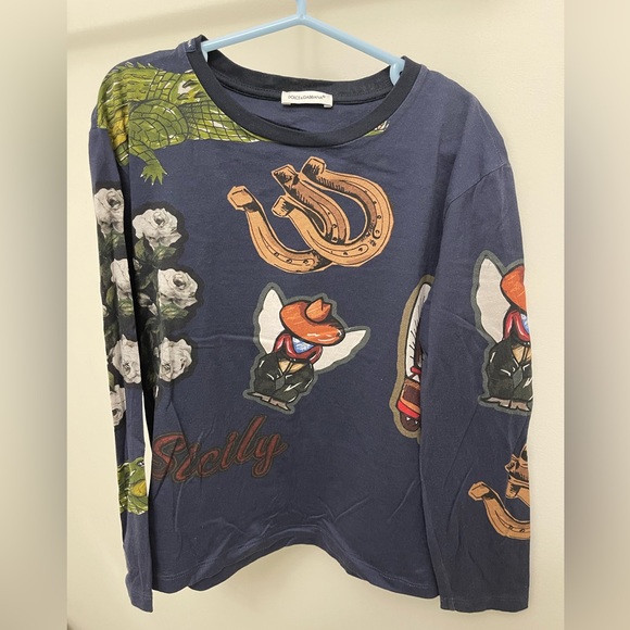 Dolce & Gabbana Other - Dolce and Gabbana Navy Blue Long Sleeve Shirt (Unisex) US 7/8